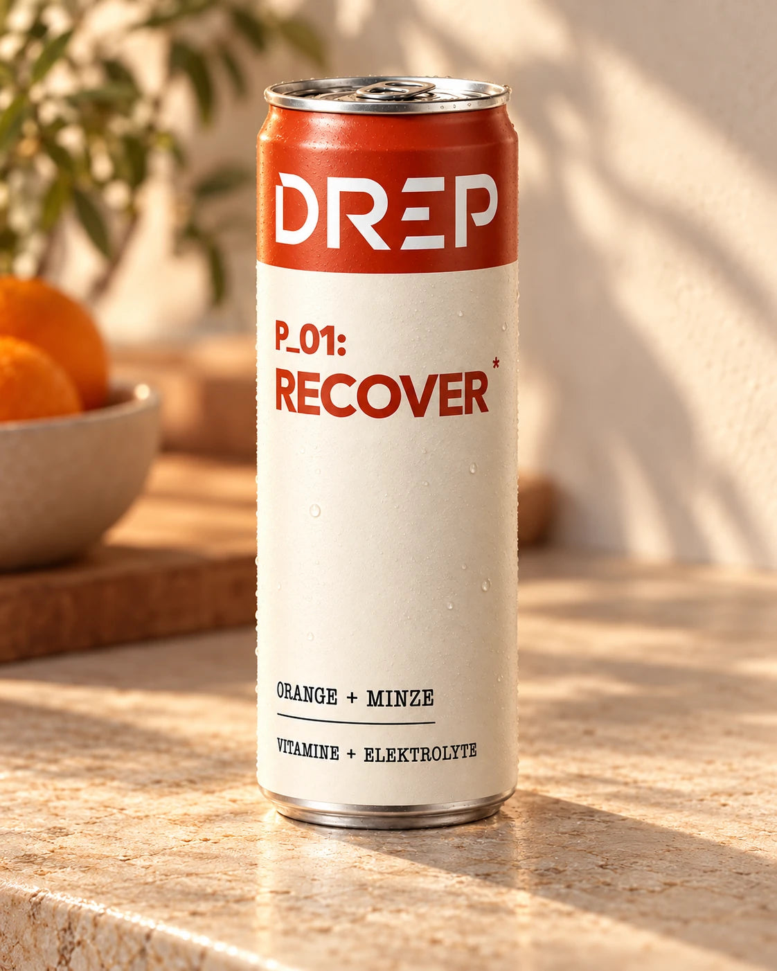 DREP P_01 RECOVER auf einer warmen Natursteinfläche im Tageslicht
